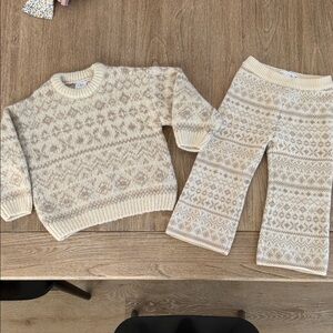 Zara Cream Knit Fair Isle Sweater Set Size 3 Years
